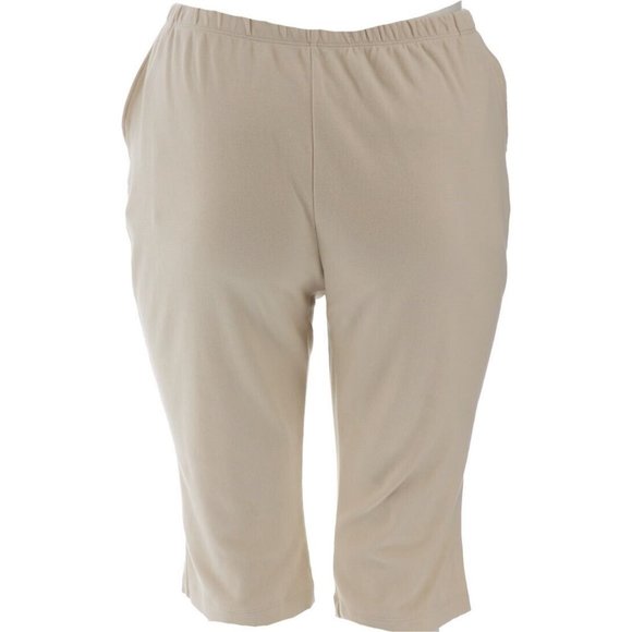 NWT LANDS' END WOMEN'S SPORT KNIT HIGH RISE CAPRI PANTS LIGHT STONE PXS - Picture 4 of 12